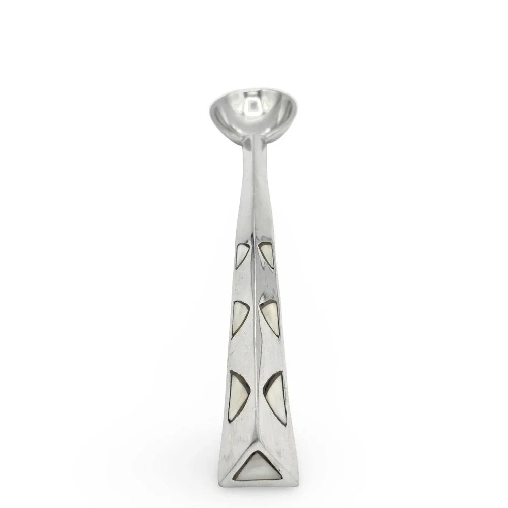 Towle Silversmiths Mother of Pearl Inlay Aluminum Salad Serving Spoon Silver MCM